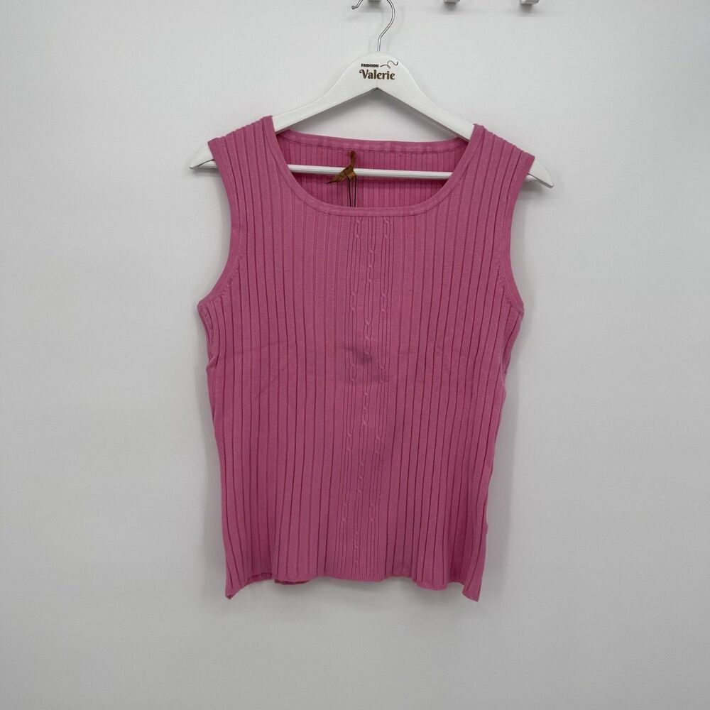 Belldini Bright Pink Ribbed Sleeveless Tank Top Size XL Stretchy